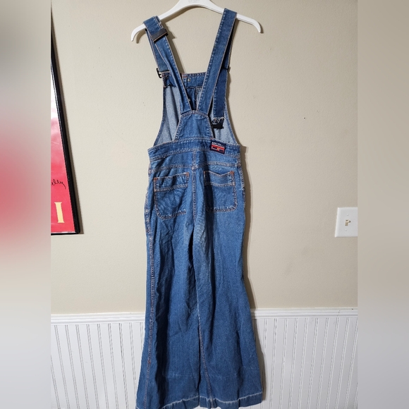 VTG 70s Braxton Bell Bottom Denim Overalls 9/10 - Picture 4 of 12